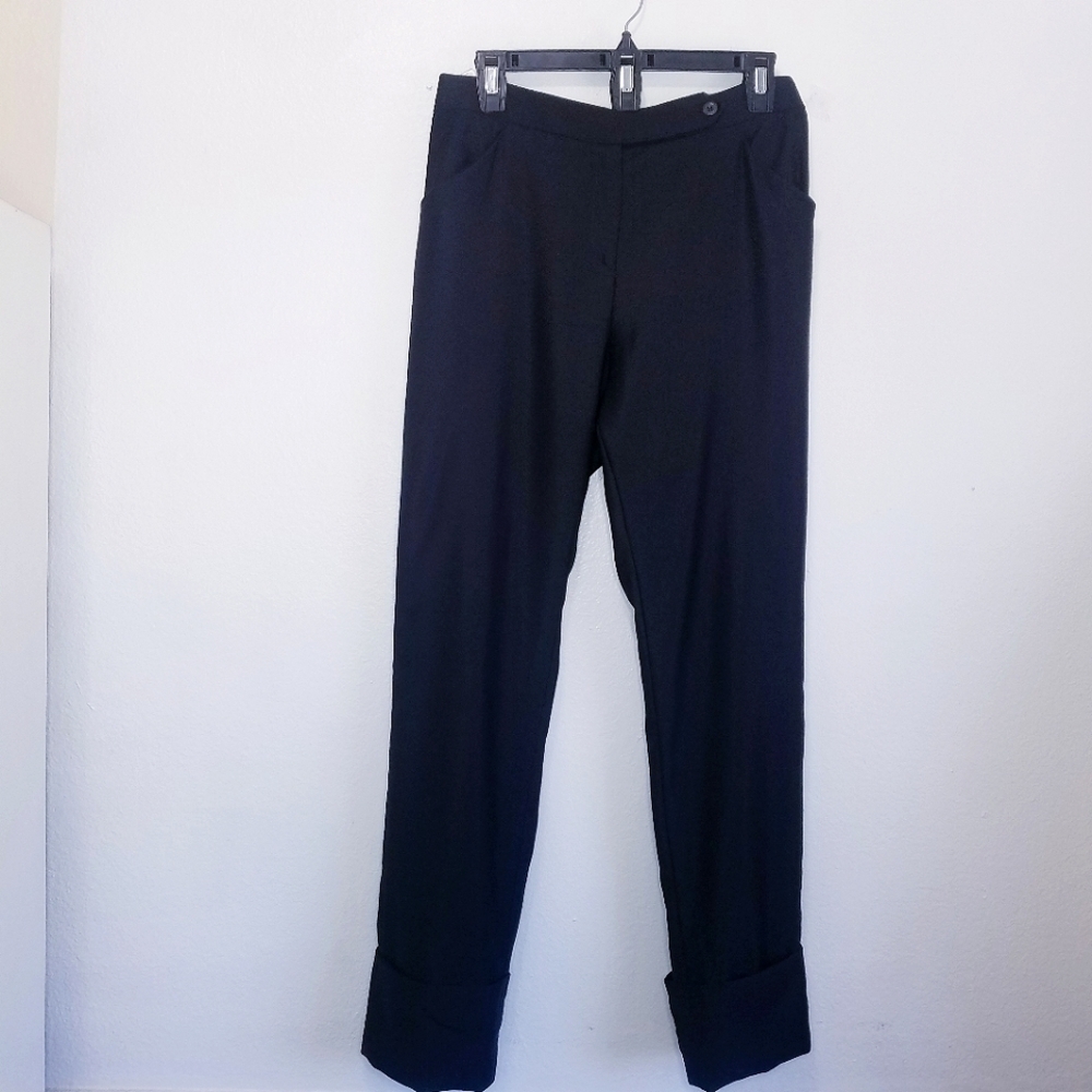 Giorgio Armani | Black High Waist Trousers With Rolled Hem Size 40, Black